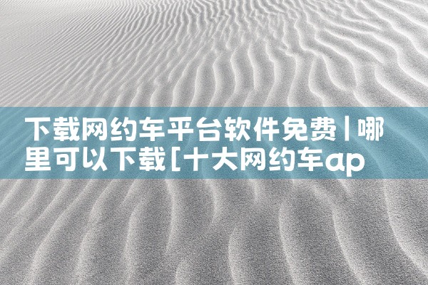 下载网约车平台软件免费