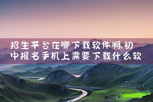 招生平台在哪下载软件啊