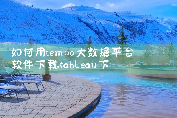 如何用tempo大数据平台软件下载